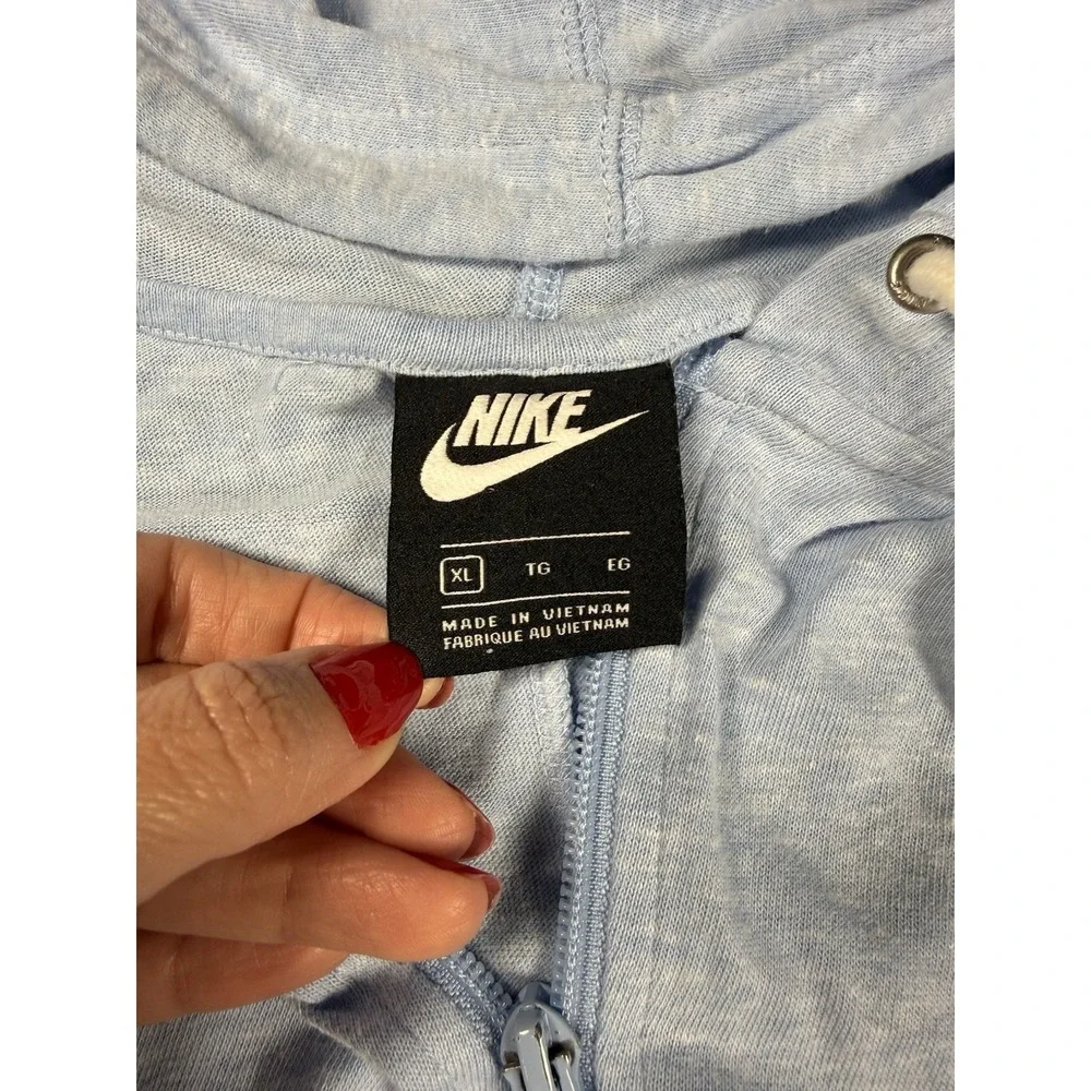Nike Sportswear Womens XL Light Blue Full Zip Hoodie Sweatshirt Organic Cotton